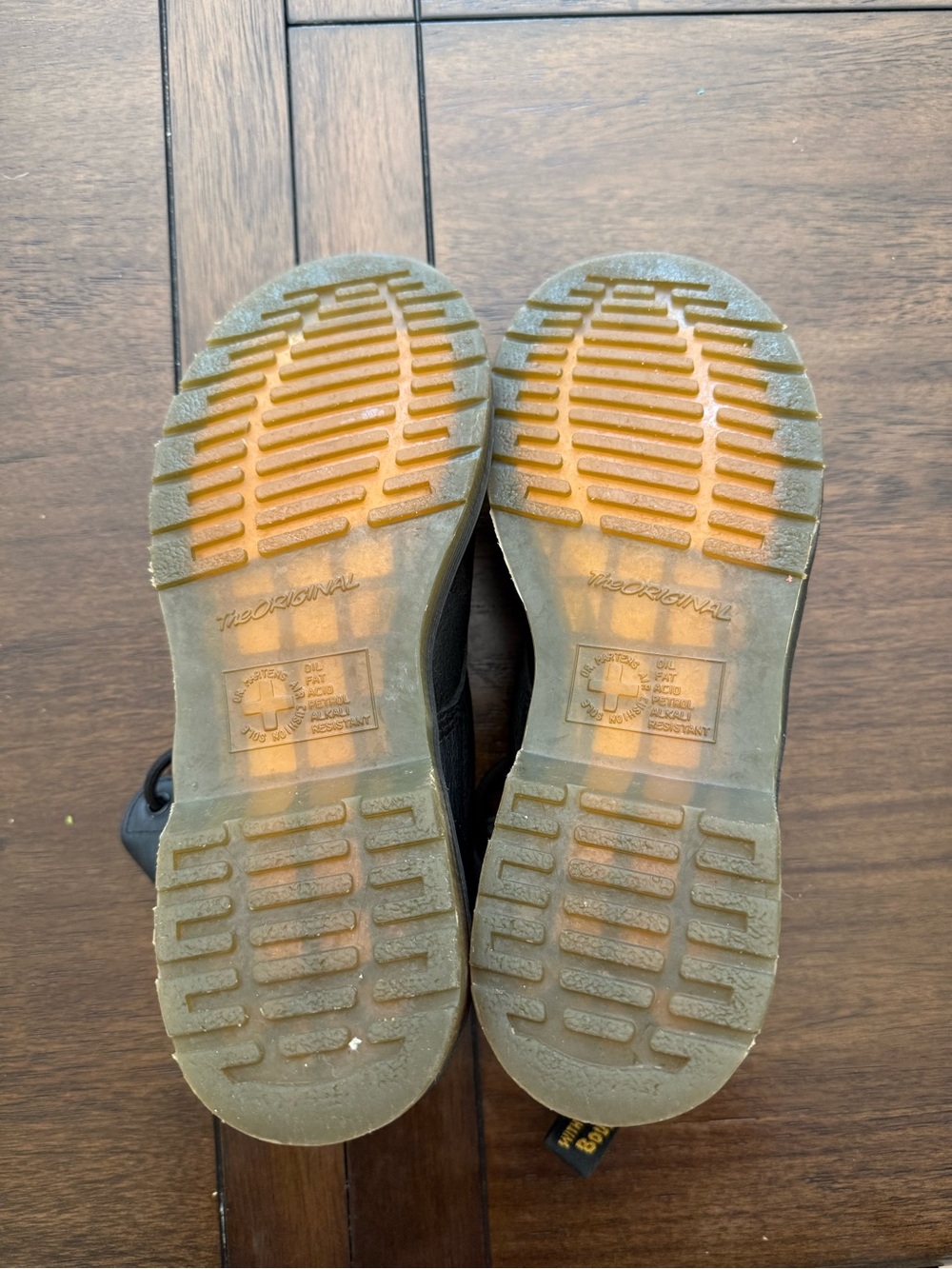 Dr. Martens Black Lace-Up Combat Boots with Yellow Stitching - Picture 4 of 4